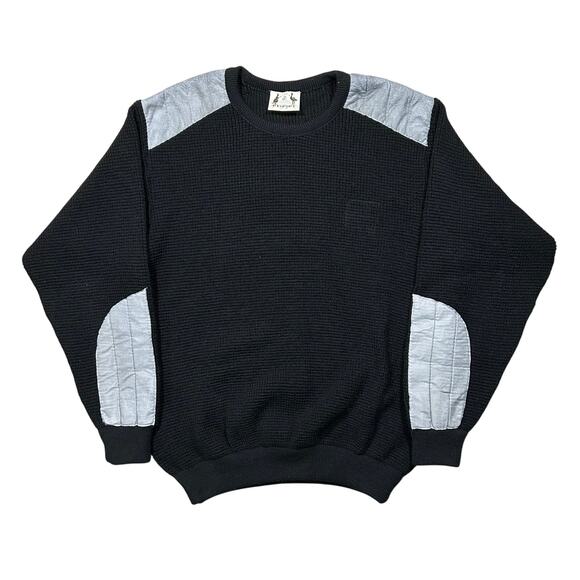 Vintage Hysport Pure New Wool Crewneck Sweater Black Grey - Picture 1 of 4